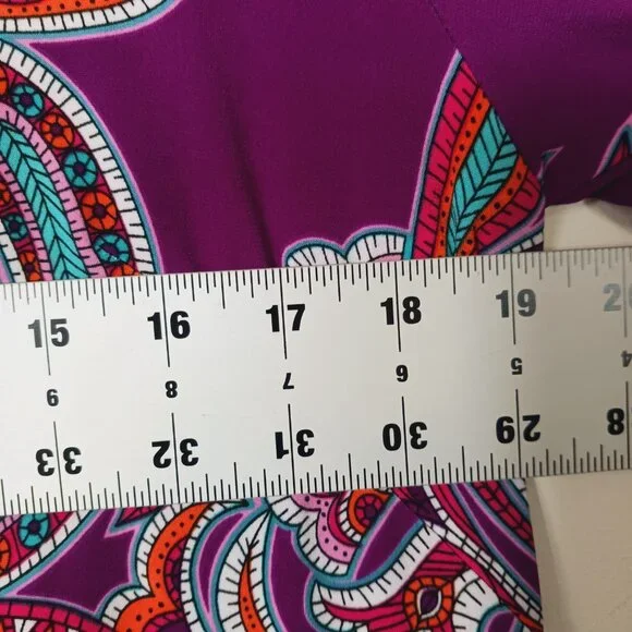 Laundry by Shelli Segal Paisley Print V-Neck Shift Dress Size Large Mod, Vibrant - Picture 12 of 16